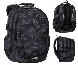 CoolPack viackomorový školský batoh, čierny, Odtiene sivej a striebornej, 29 l
